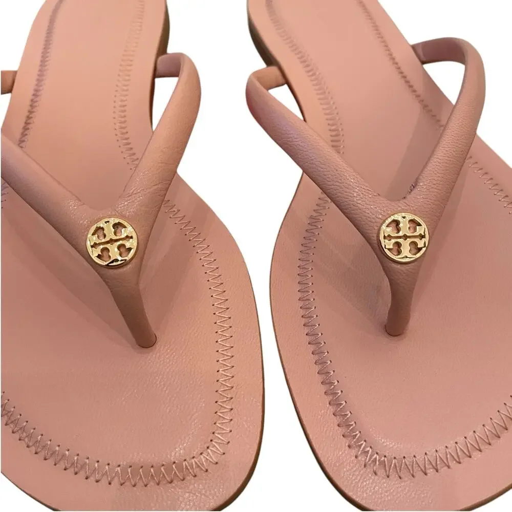 TORY BURCH Chelsea Leather Flip Flop Thong Sandals Rose Sachet Pink Size 7.5 NEW